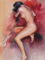 Nude (Carole), watercolor on canvas